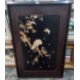Pair Japanese shibayama lacquer panels, bone and mother-of-pearl inlaid, birds on flowering - Image 2 of 2