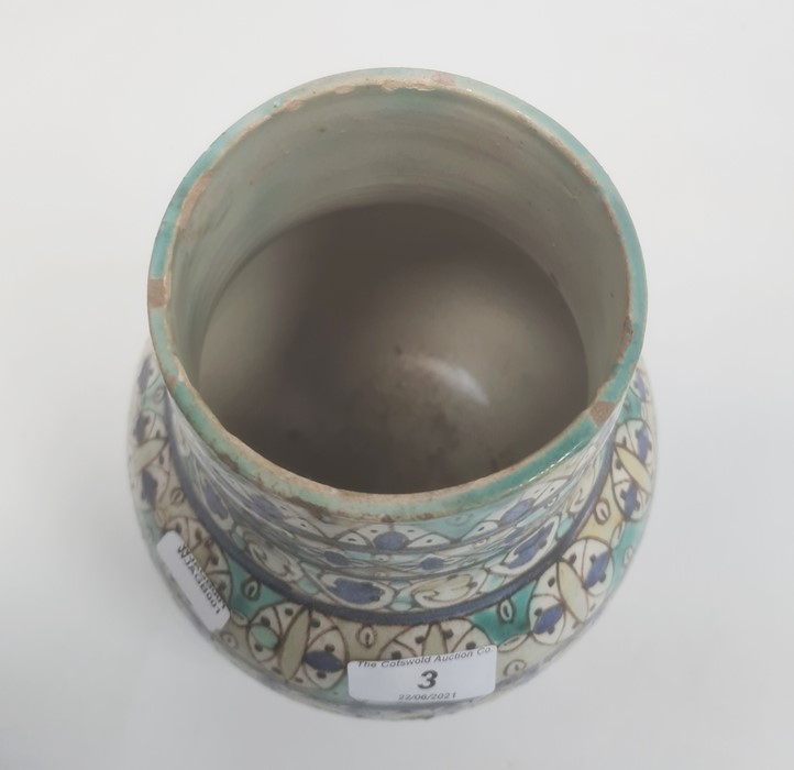 Isnik covered vase, baluster-shaped with pierced cover, rows of lozenge and stylised flowerheads - Image 5 of 8