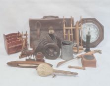 Quantity of collectables to include pewter mug, aneroid barometer, wooden items, etc. (1 box and a