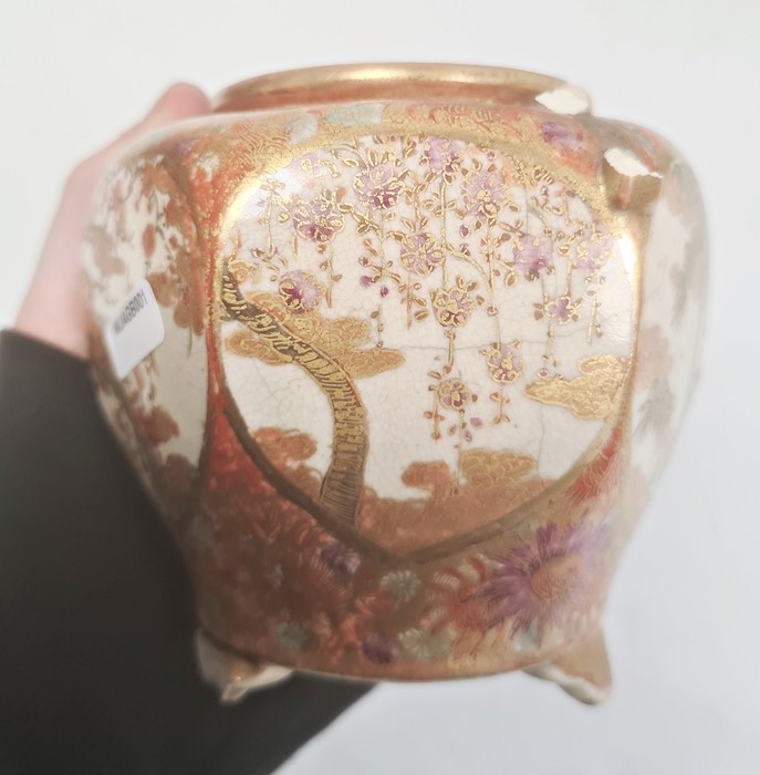 Pair Japanese Kutani earthenware koros, each with domed lid having temple lion finial, the bulbous - Image 6 of 28