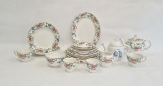 Royal Doulton Booths 'Floradora' teaware and serving dishes and an Oriental blue and white teapot