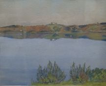 H Marc (early 20th century) Watercolour Lake view, signed and dated 1912 lower right, 25cm x 30cm