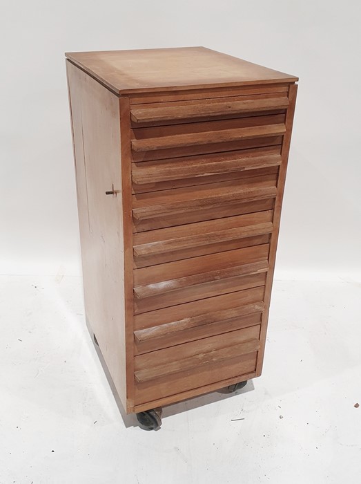 20th century office nest of shallow drawers on castors in the Cotswold School taste, 33 x 76.5cm x - Image 2 of 2