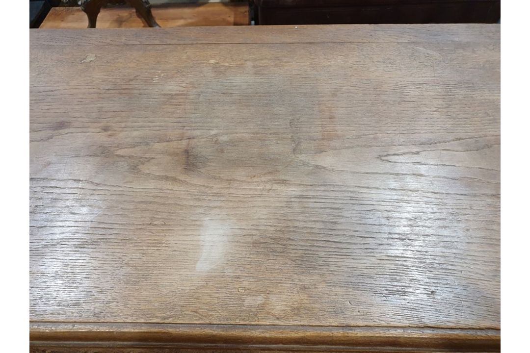20th century oak coffer, rectangular top with moulded edge, three panels to the front, shaped - Image 10 of 24