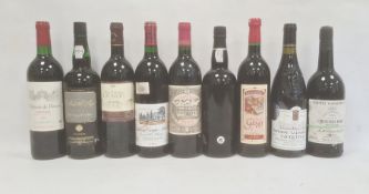 Quantity of red wines and port including three bottles of Vieux Chateau Gaubert 1995 Graves, one
