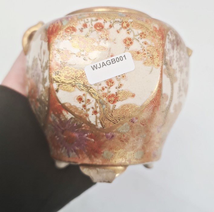 Pair Japanese Kutani earthenware koros, each with domed lid having temple lion finial, the bulbous - Image 19 of 28