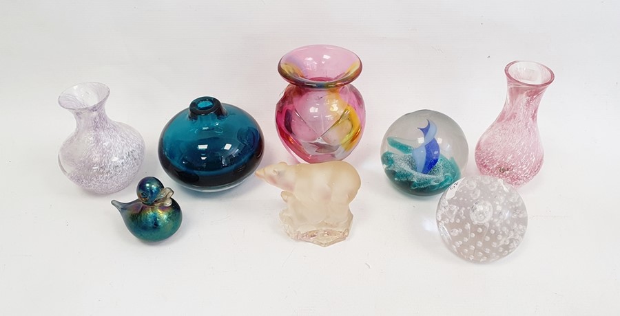 Collection of glass to include three Caithness vases, a Caithness paperweight, a Nachtmann polar