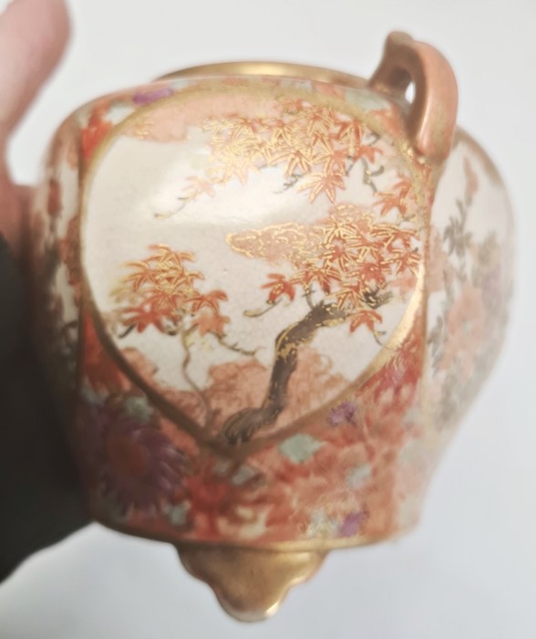 Pair Japanese Kutani earthenware koros, each with domed lid having temple lion finial, the bulbous - Image 3 of 28