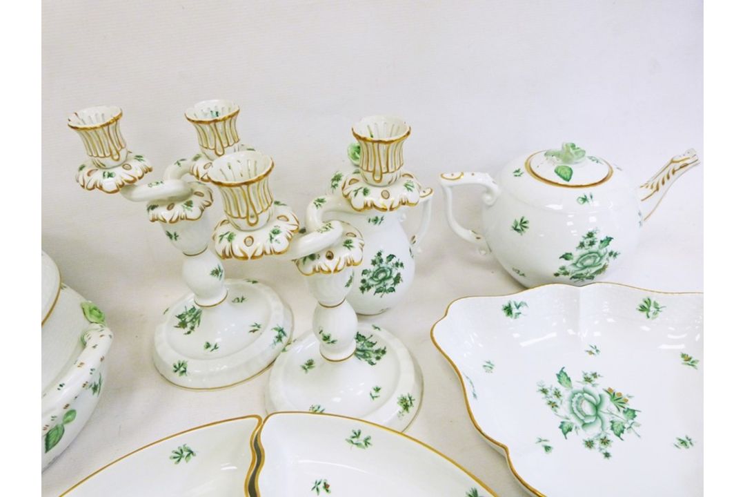 Extensive Herend porcelain matched service, various pieces in green floral and gilt patterns, - Image 4 of 6