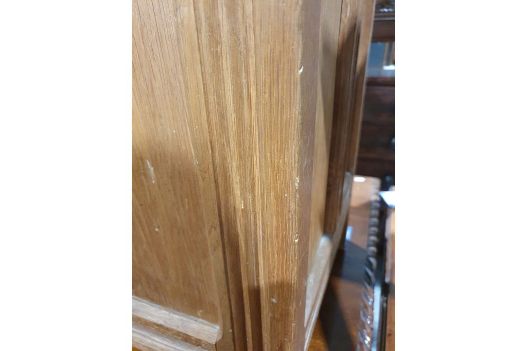 20th century oak coffer, rectangular top with moulded edge, three panels to the front, shaped - Image 3 of 24