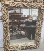 Pair of driftwood-framed rectangular mirrors (2)