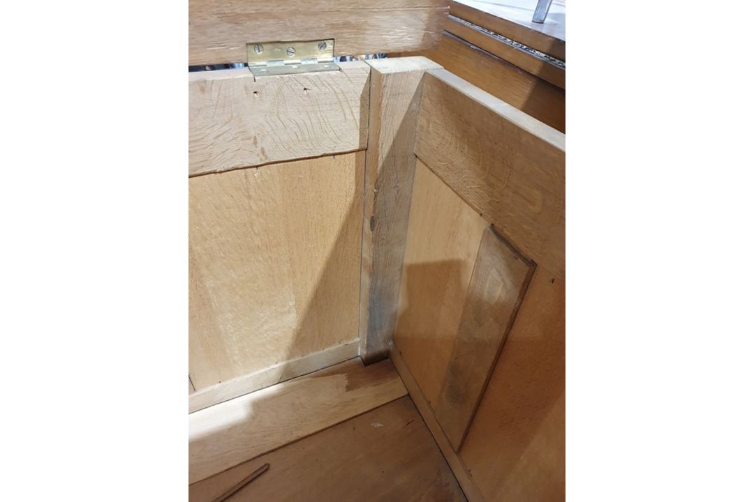 20th century oak coffer, rectangular top with moulded edge, three panels to the front, shaped - Image 17 of 24