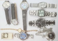 Gentlemen's stainless steel Astral strap watch and a quantity of other wristwatches and costume