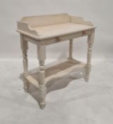 White painted three-quarter gallery washstand, the rectangular top with rounded corners, above