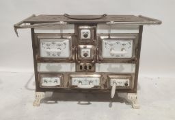 French cast iron and enamel kitchen range with enamel doors to front