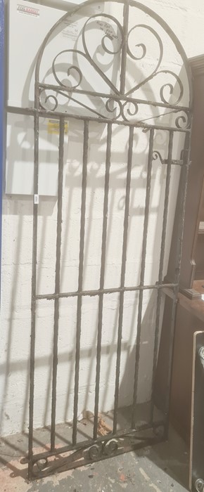 Wrought iron garden gate, 198cm high x 69.5cm wide