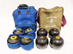 Quantity of bowling trophies and a set of Jaques 