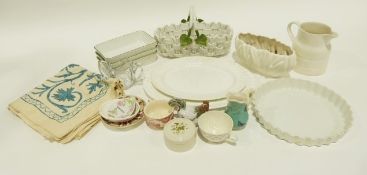 Large Poole casserole dish decorated with aubergines, an earthenware jug, and other ceramics plus 