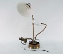 Wooden table lamp of baluster vase form and a modern adjustable table lamp compendium fitted with