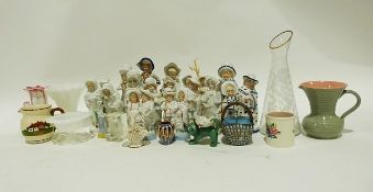 Large biscuit jar in the form of a squirrel, a novelty cat teapot, a two-handled vase and stand,