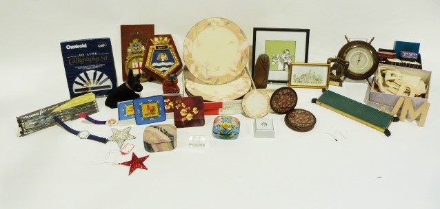Quantity of ramekins, a silvered effect model of a horse and foal, various vases, etc. (3 boxes)