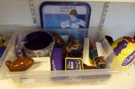 Collection of Cadbury's items to include stoneware jugs, clocks, money boxes, cups, a Cadbury's
