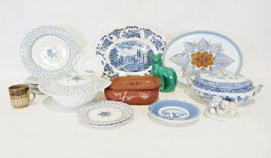 Two boxes of various decorative and household ceramics to include a Yixing Chinese terracotta tea