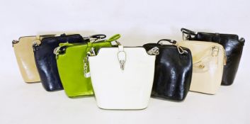 Two boxes of various textiles and handbags