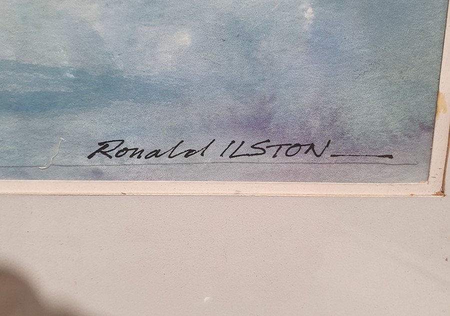 Ronald Ilston Watercolour Spitfires in dog fight, signed lower right together with Ronald Ilston - Image 6 of 6