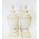 Pair of modern cream glazed ceramic lidded urn-shaped vases (2)  Condition ReportSurface/glazing - Image 1 of 6