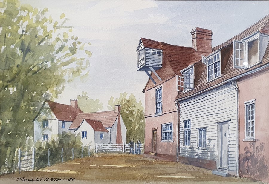 Ronald Ilston Watercolour Spitfires in dog fight, signed lower right together with Ronald Ilston