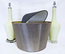 Pair of modern green glass table lamps (2)  Condition ReportSome marking and wear to metal parts.