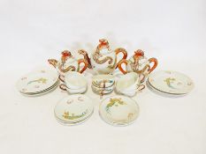 Two boxes of various china items to include a modern Japanese part tea service, a Merrythought teddy