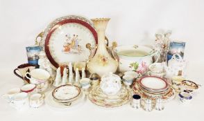 Two boxes of various china and glassware to include a large serving tray, chamber pot, cut glass
