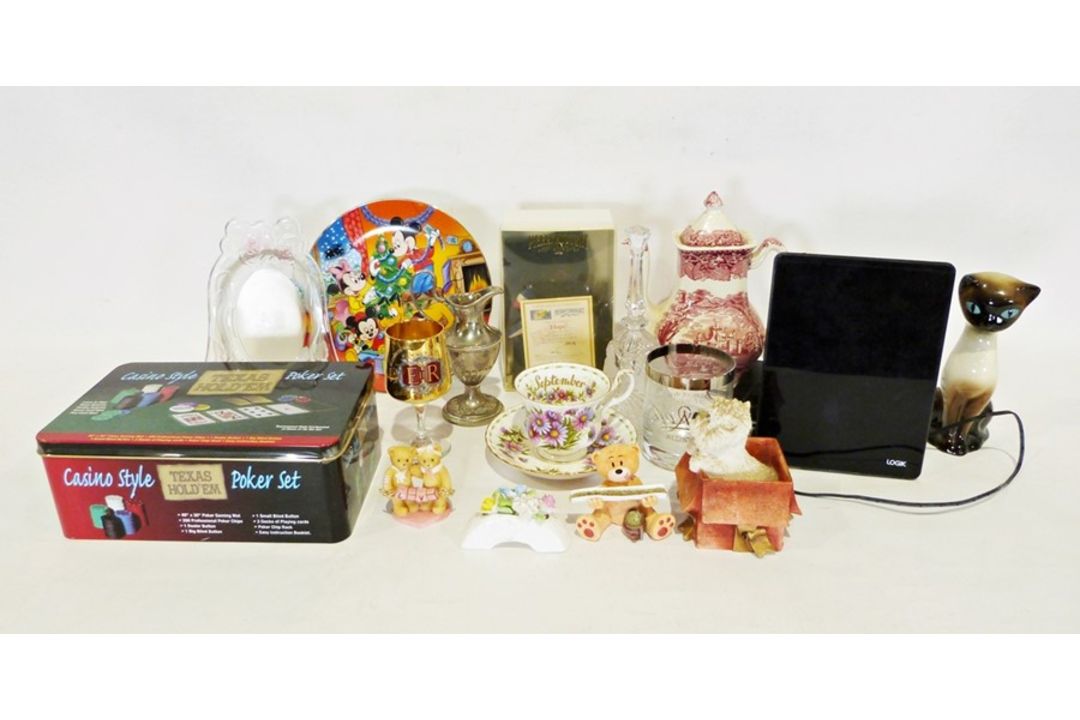 Two boxes of various china items to include a modern Japanese part tea service, a Merrythought teddy - Image 2 of 2