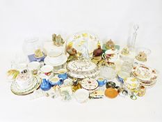 Box of various china and glassware to include five Lilliput Lane ornaments, a Royal Albert 'Old