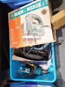 Quantity of assorted tools to include a black and decker drill, a New-Tool electric planer and other