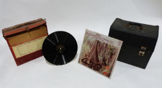 Record case containing long playing records (vinyl) mainly classical and another containing 78