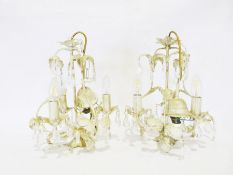 Pair of cream painted metal electroliers (2)