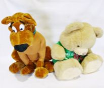 Large stuffed Scooby Doo toy and a large teddy bear (2)