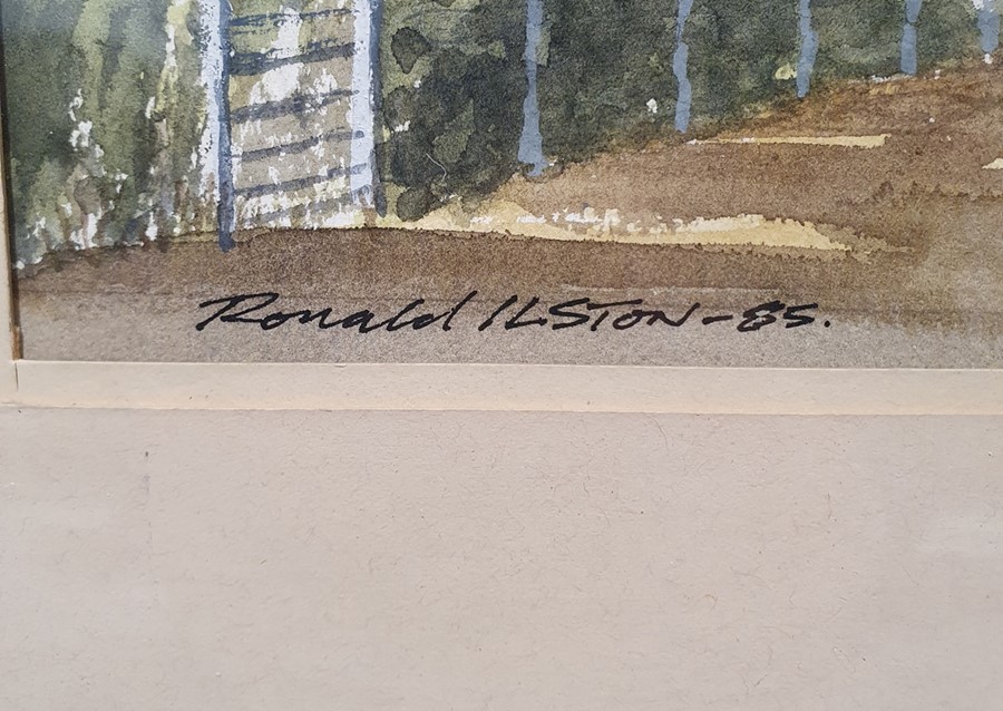 Ronald Ilston Watercolour Spitfires in dog fight, signed lower right together with Ronald Ilston - Image 4 of 6