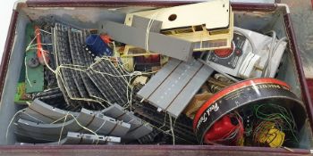 Suitcase and contents of assorted model railway and other accessories including track, electrics,