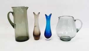 Whitefriars glass Geoffrey Baxter beak vase in blue colour-way together with a further Geoffrey