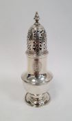 George II silver caster by Samuel Wood, London 1736 of baluster form with pierced cover and later