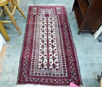 Eastern style rug with cream ground central panel, with Tree of Life pattern and three borders of
