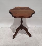 Side table, the shaped top with painted decoration, on baluster turned pedestal, ogee feet, 62cm