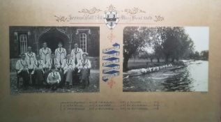 Framed photograph 'Jesus Coll. 4th May Boat 1948' Cambridge boat race with photographs, framed
