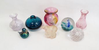Collection of glass to include three Caithness vases, a Caithness paperweight, a Nachtmann polar