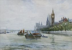 Charles J. Lauder (1841-1920) Pair of watercolours The Houses of Parliament and St. Paul's from
