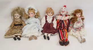 Quantity of modern collectors dolls with porcelain heads
